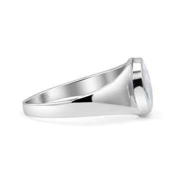 Petite Dainty Statement Fashion Oval Thumb Ring Simulated Moonstone Solid 925 Sterling Silver